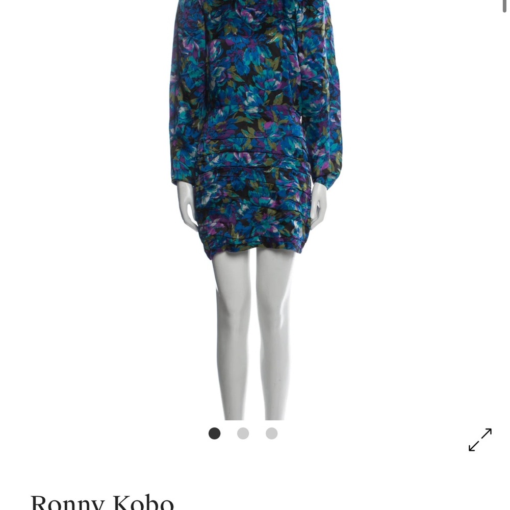Ronny Kobo Collection Blue and Purple Long Sleeve Dress